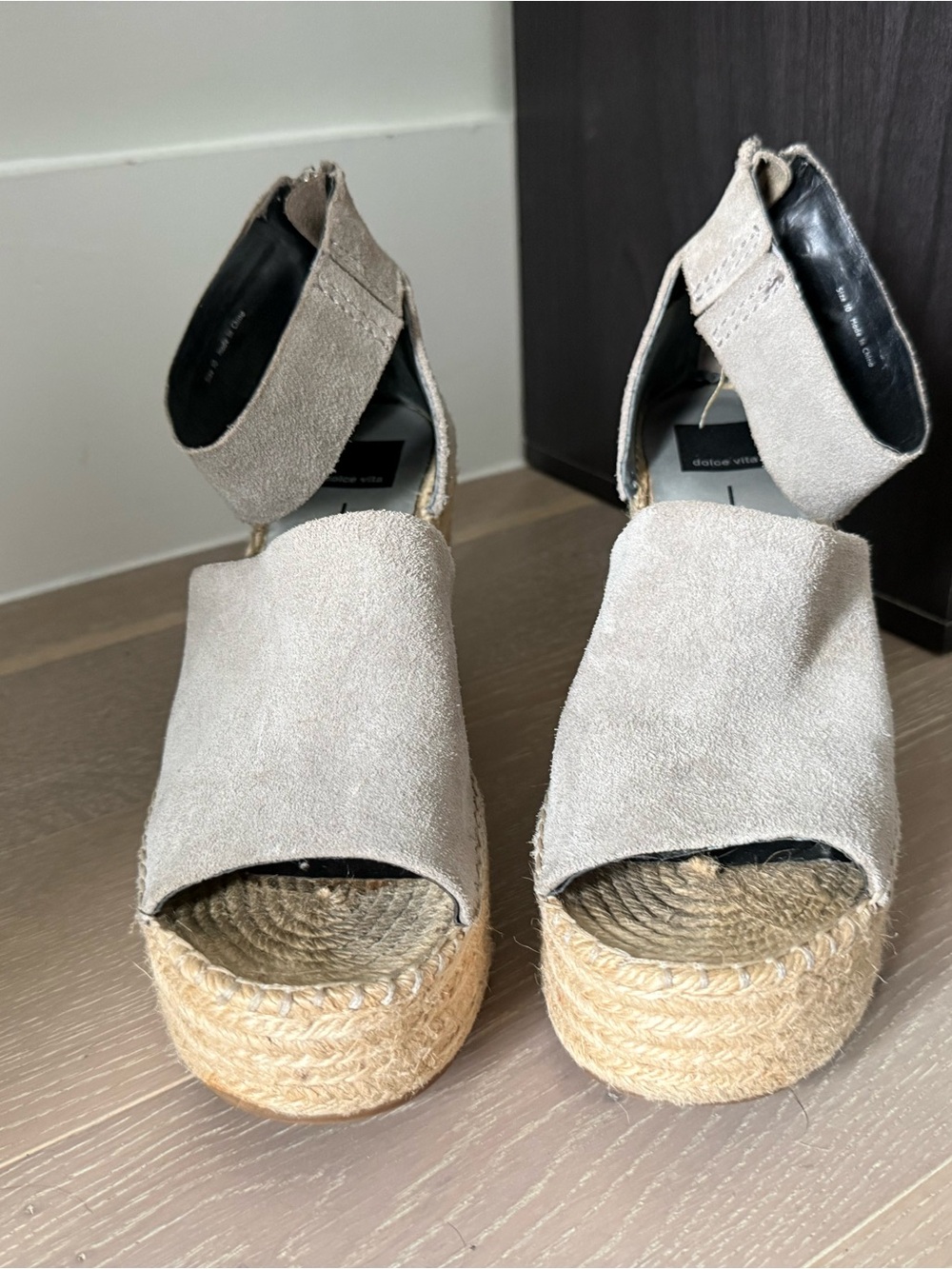 Dolce Vita Light Taupe Suede Espadrille Wedge Sandals